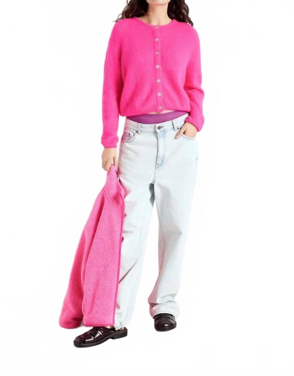 NEW AMERICAN VINTAGE vitow long sleeves cardigan in pink melange